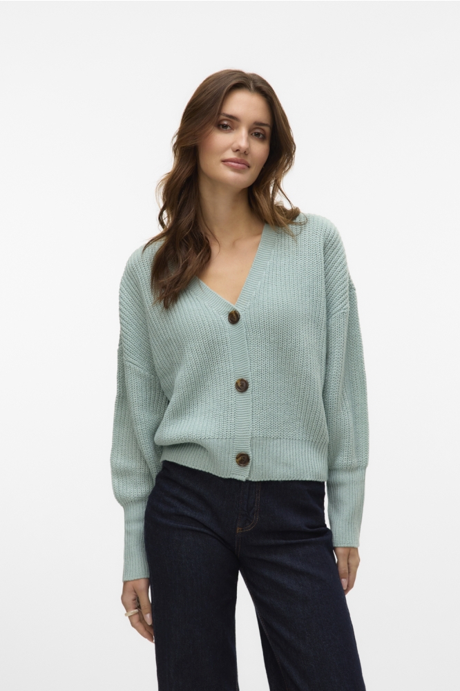 VMLEA LS V-NECK CUFF CARDIGAN NOOS 10249632 GRAY MIST